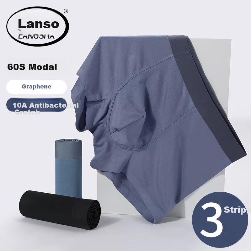 LangSha Men's Underwear, Modal Seamless Antibacterial Graphene Crotch, Moisture-Proof Breathable Boxers, Shorts, Briefs