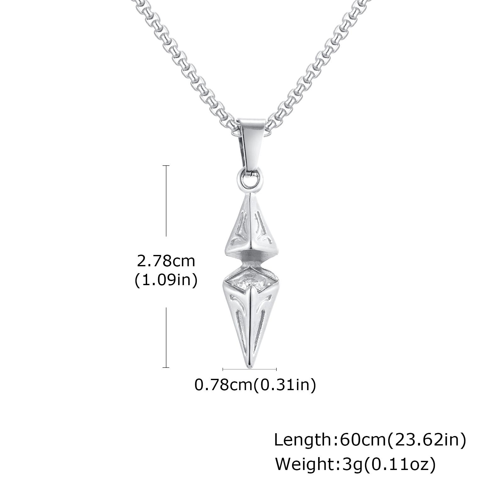

VNOX White Blue Zircon Rhombus Pendant Necklace, Stainless Steel Hypoallergenic Jewelry for Men, Valentine s Birthday Party Gift 55cm