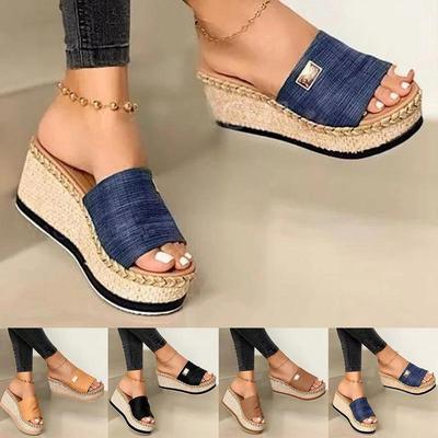 Sommer Keile Hausschuhe Plattform High Heels Frauen Slipper Damen Außerhalb Schuhe Grundlegende Clog Keil Slipper Flip Flop Sandalen