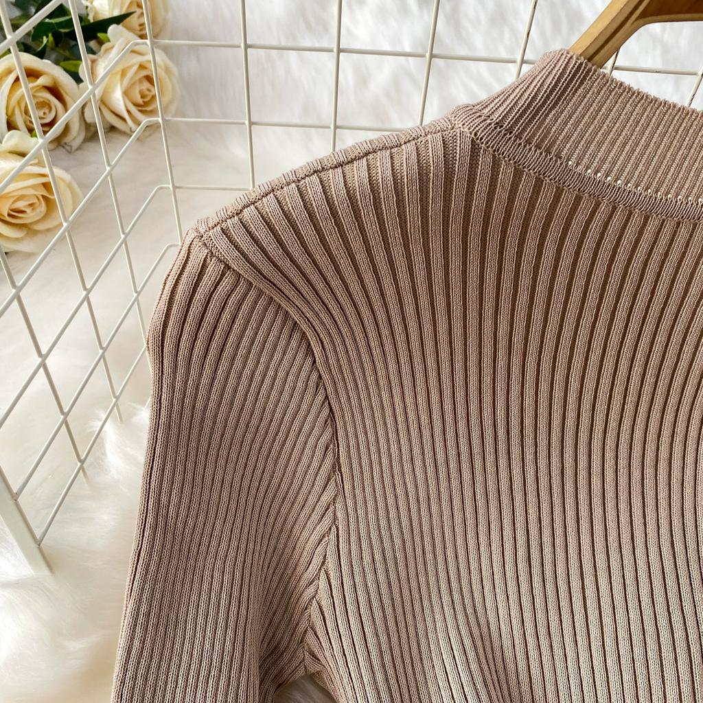 Spring Autumn Women Full Sleeve Knitted Sweater Office Work Slim Bodycon Pencil Dresses with Belt