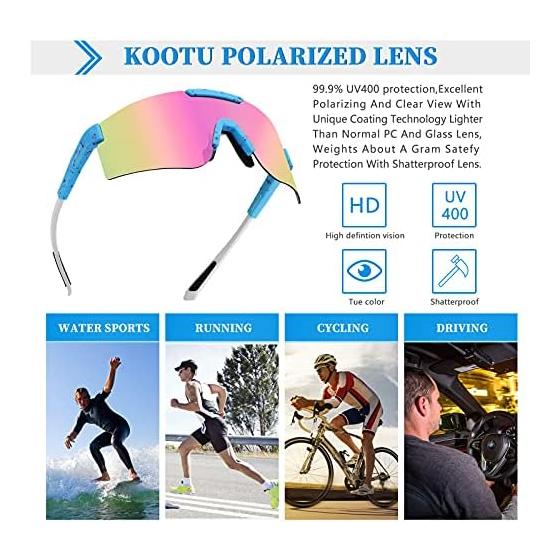 [KOOTU] Sunglasses Sports Polarized Cycling Glasses Men or Women Bike Eyewear Driving Baseball Sunglasses Color Dots