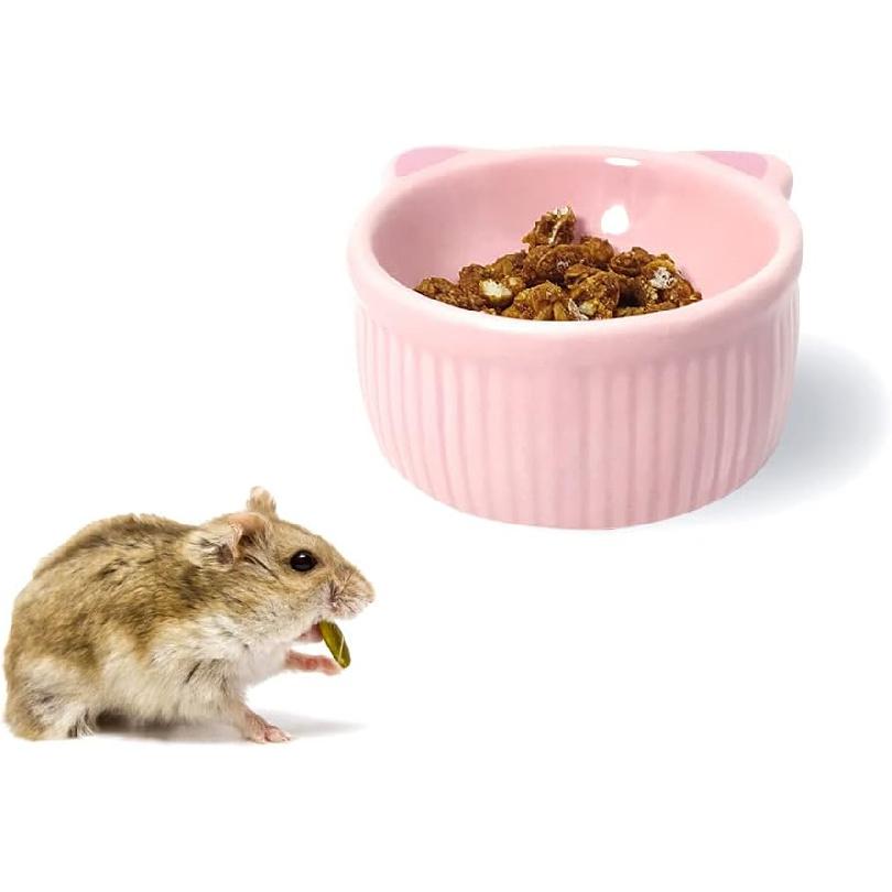Ceramic Hamster BowlSmall Animal Food Feeder2 PCS Water Bowl for Reptile, Small Bunny, Chinchilla, Hedgehog or Turtle