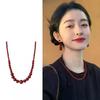 Vintage Rotes Exquisites Halsband für Damen, Leichter Luxus Nische Chinesischer Stil Perlenpulloverkette, Elegantes High-End-Accessoire