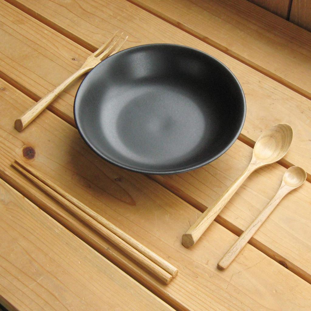 Nagao Chestnut Wood Dinner Cutlery Set and Chopsticks (4 Pieces) Spoon, Fork,