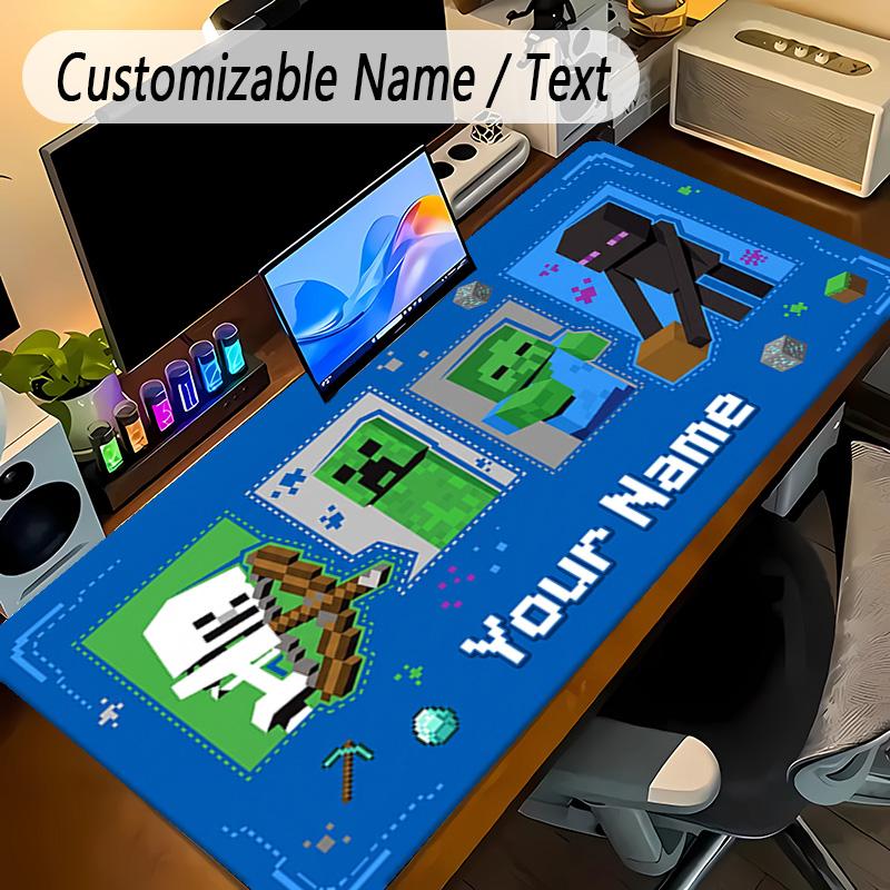 Large Mouse PadMinecraft Custom Name Text Personalized Desk Mat Non Slip Gaming Pad