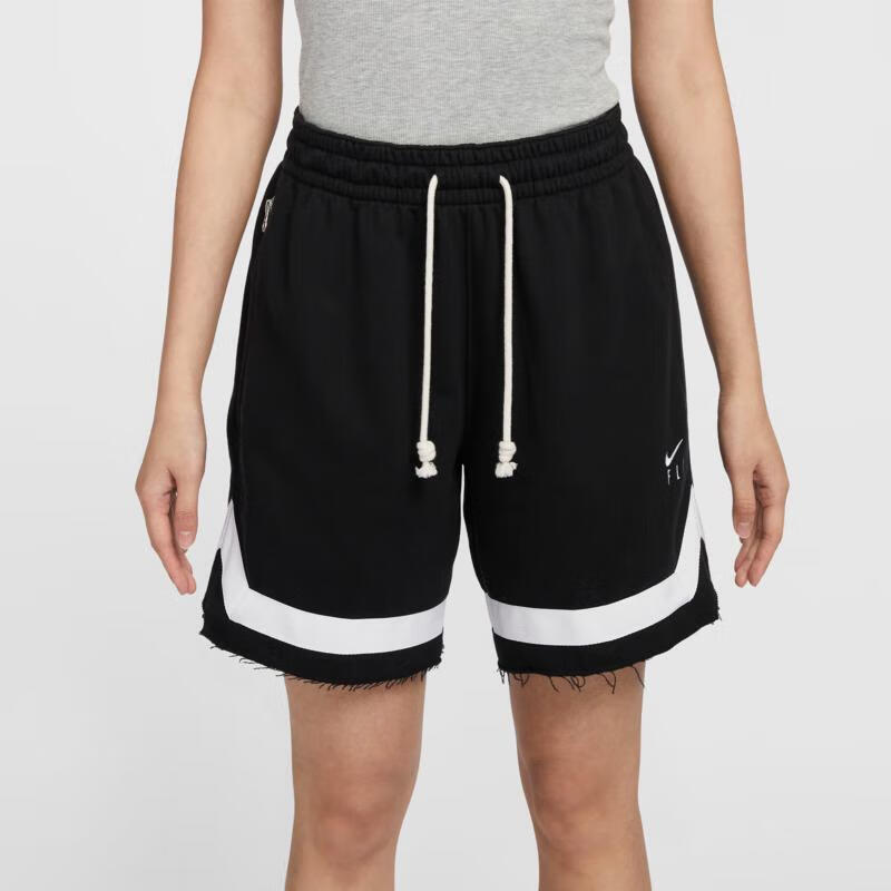 Nike Swoosh SS24 Swoosh Fly Schnelltrocknend Colorblock Buchstabenlogo Print Elastischer Bund Locker Basketballshorts Damen Shorts Schwarz FN0149010