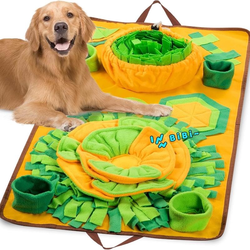 Large Snuffle Mat, 34'' x 19'' Snuffle Mat for Dogs, Dog Puzzle Mat with Sounds for Interaction Dog Foraging and Sniffing Feeding, Encourage Natural