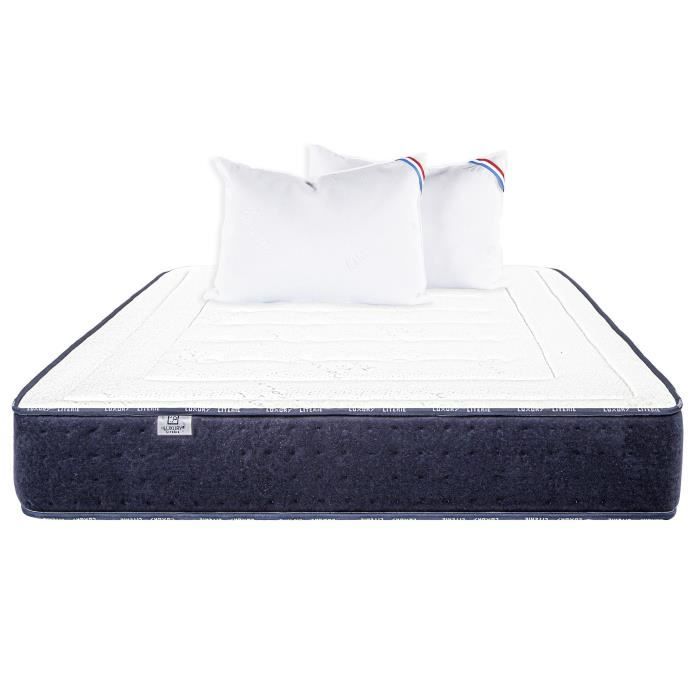 Matelas - Nuage - 160 x 200 cm - Mousse haute densité - Épaisseur 24 cm - 2 oreillers