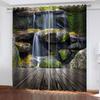 2PC Ocean Beach 3D Curtains Beautiful Landscape Pleasant Style Applicable Bedroom Balcony Living Room Kitchen Window Decor