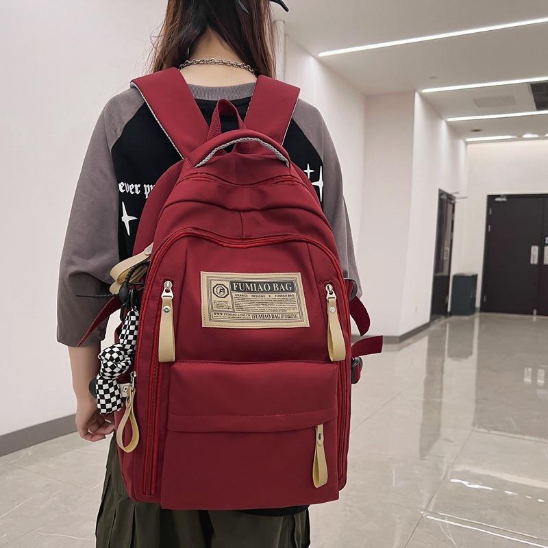Schoolbag Korean Version of Junior and High School Student Schoolbag Fashionable New Casual Simple Backpack Large Capacity Fashion Travel Backpack