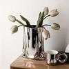 Minimalist Electroplated Ceramic Vase Elegant Hydroponic Flower Pot  Entrance Ornament