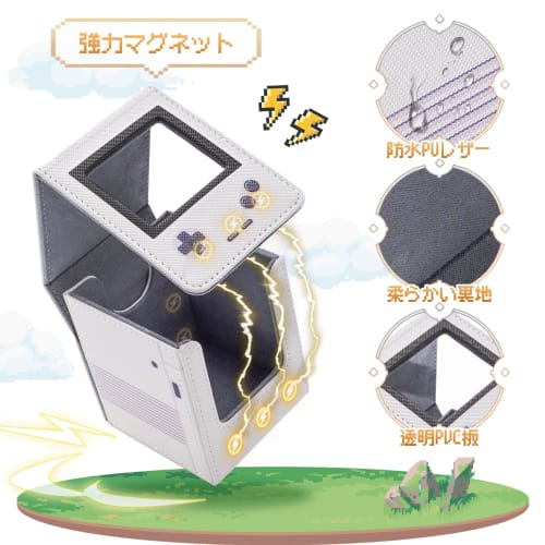 Deck Case, Trading Card Case with Oshi Window, Holds 100 Cards, Game Console Shape, Double/Triple Sleeve Compatible, Vertical Storage, Two Dividers, L