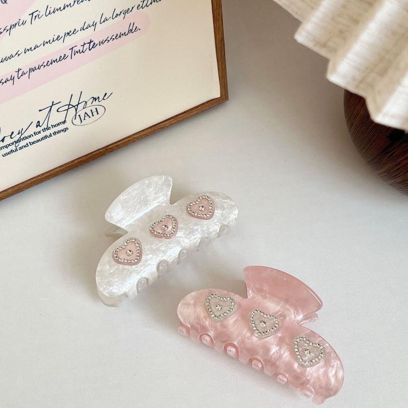 1Pcs Pearl Patterned Heart Set Diamond Clip Suitable Valentine's Day Gift Giving,daily Dating,sweet Hair Accessorie Shark Clip