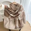 Autumn and Winter Warm White Scarf Women's Thickened Atmosphere Scarf Student Imitation Cashmere Plaid Fringed Shawl