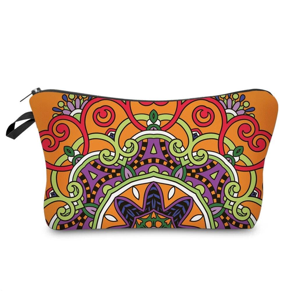 Women's Makeup Bag Vintage Mandala Print Cosmetic Bag Lightweight Clutch Coin Purse Zipper Portable Makeup Pouch Toiletry Bag