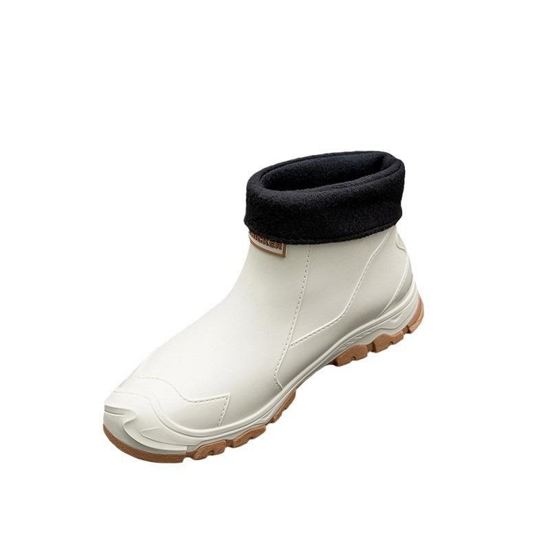 New Fashion Rain Shoes Short Men's Non-slip Waterproof Fashion Rain Boots Velvet Rubber Shoes Kitchen Work Short Tube Fashion