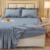 Solid Color Quilted Polyester Bed Sheet Bed Skirt Dual-use Bed Cover Simple Princess Style Kit Non-slip Dust-proof MattressCover