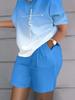 Casual Top & Shorts Set Sets Casual Short Sleeve Tshirt Outfit Women Summer Gradient 3D Print Pocket Short Sets Suit Female T Shirt Shorts