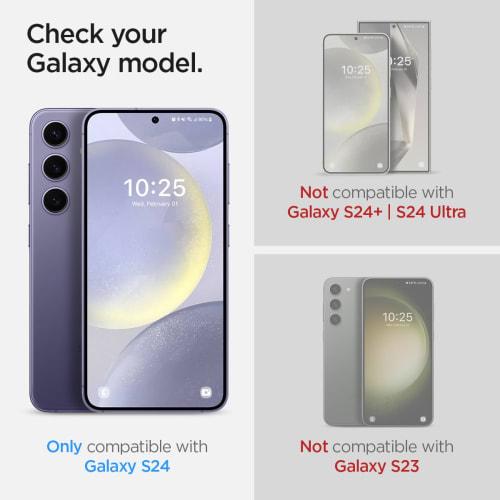 Spigen Galaxy S24 Camera Protection Film Black 2 Sets with Installation Kit High Transmittance 9H Hardness Shockproof Compatible with Galaxy S24 Lens