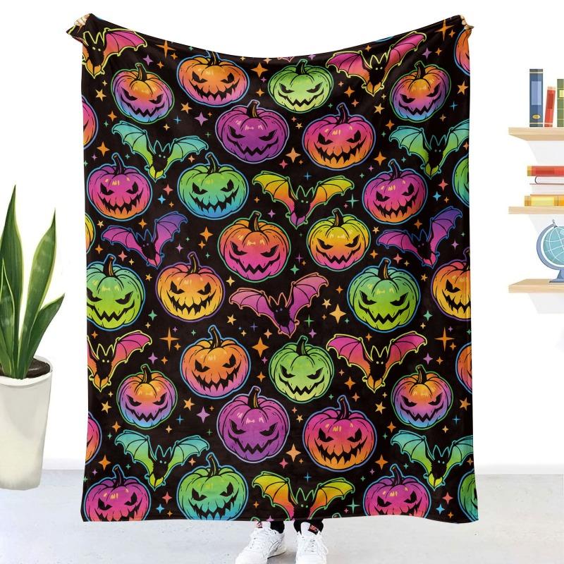 Halloween Pumpkin Design digitalprinted polyester Bedroom velvet flannel soft sofa cover blanket Fleece soft sofa cover