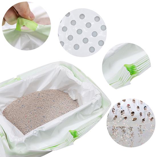 7 Pcs Cat Litter Bag 7-Day Sifting Litter Bag Tear Resistant Pet Waste Bag with Drawstring Leakproof Heavy Duty Liners for Most Litter Boxes