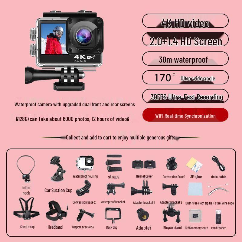 4K Waterproof 360° Panoramic Action Camera for Motorcycle & Fishing