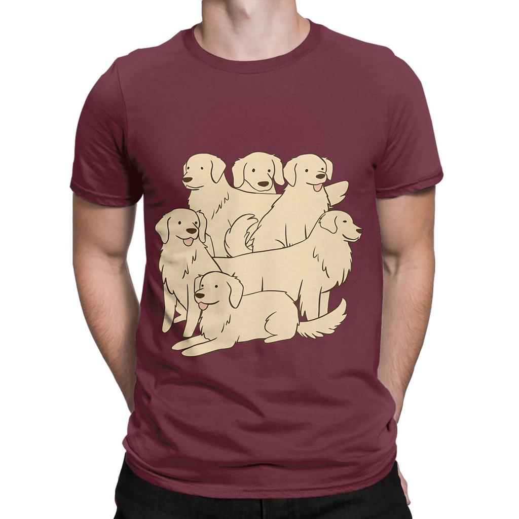 Cute Golden Retrievers Dogs Cartoon Illustration Novelty 100 Cotton Tshirt Gloden Retirever Tees Tops For Unisex