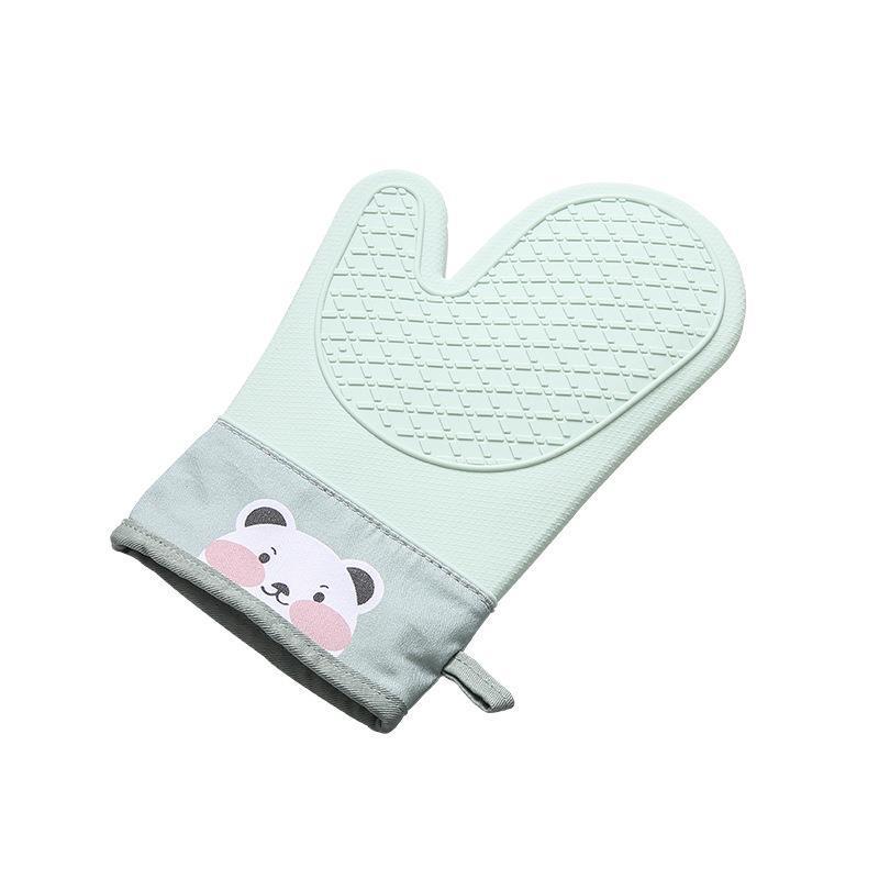 Silicone Heat-Resistant Non-Slip Oven Gloves, Thickened Two-Finger Design for Baking and Microwave Use