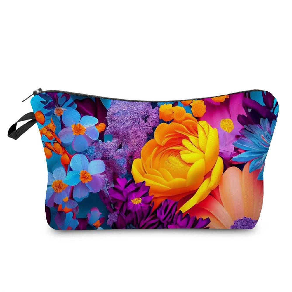 Women Flower Print Cosmetic Bag Toiletries Organize Travel Storage Case  6394 CLE