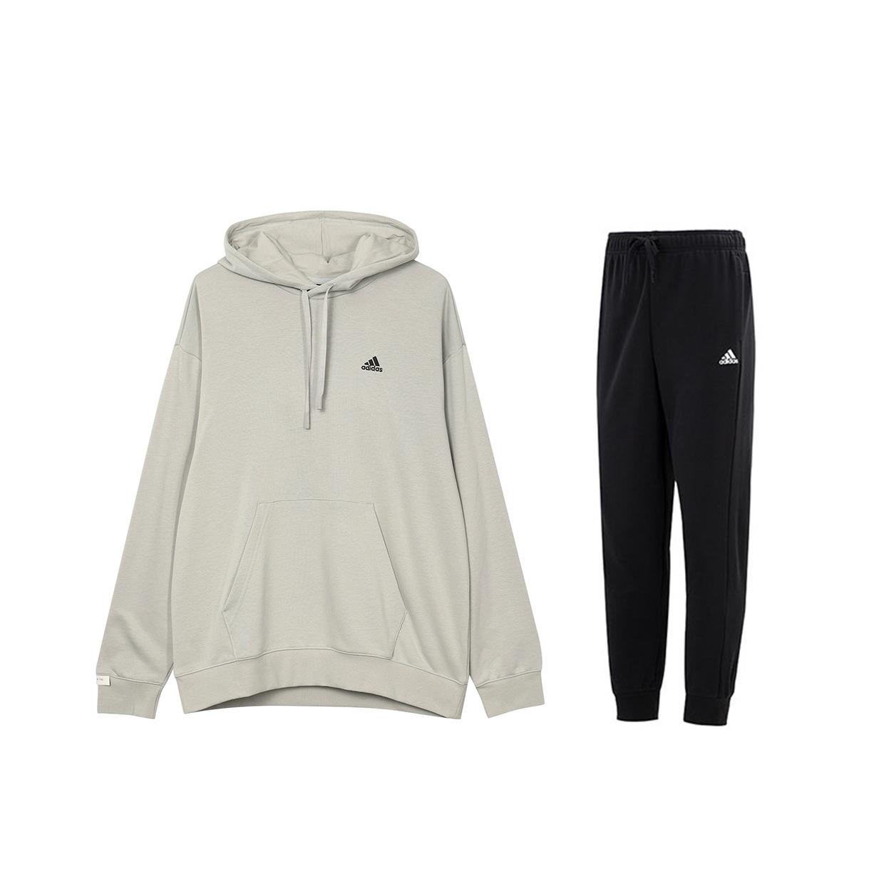 

Adidas Hooded Pullover Logo Design Long Sleeve Top Comfortable Mid Waist Drawstring Pants Sweatshirt Set Men Sweatshirt Set IV7596+HN3552 M