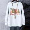 Ladies' Christmas Printed Round Neck Long Sleeved T-shirt Sweatshirt Top