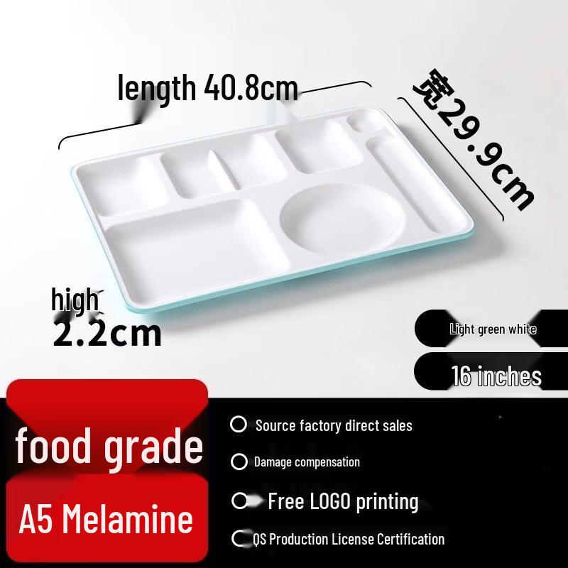 8-Compartment Melamine Rectangular Meal Plates