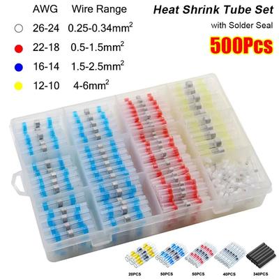 500Pcs/Set Insulated Electrical Wire Terminal With Solder Seal Electric Connector Set