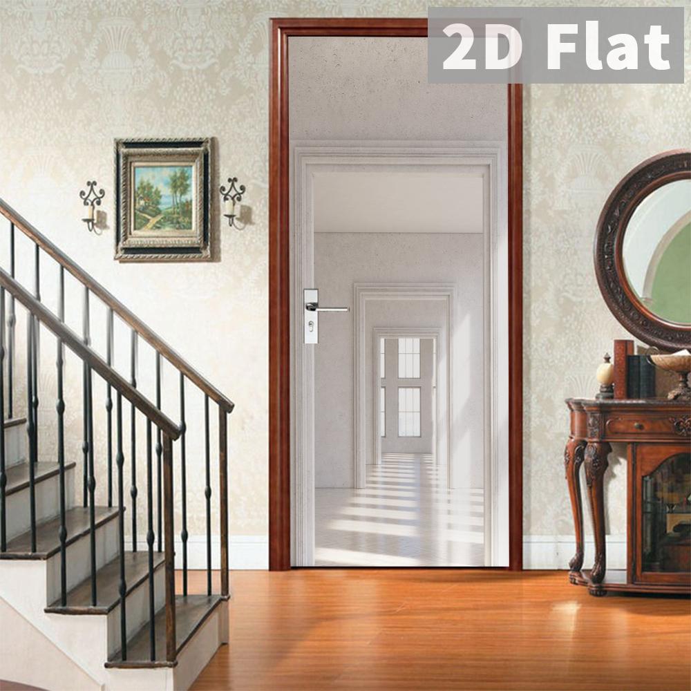 76Style 77/90cm Self-Adhesive Door Stickers Removable Wall Sticker Scenery Wallpaper Stone Stair Murals for Doors Modern Home Decor