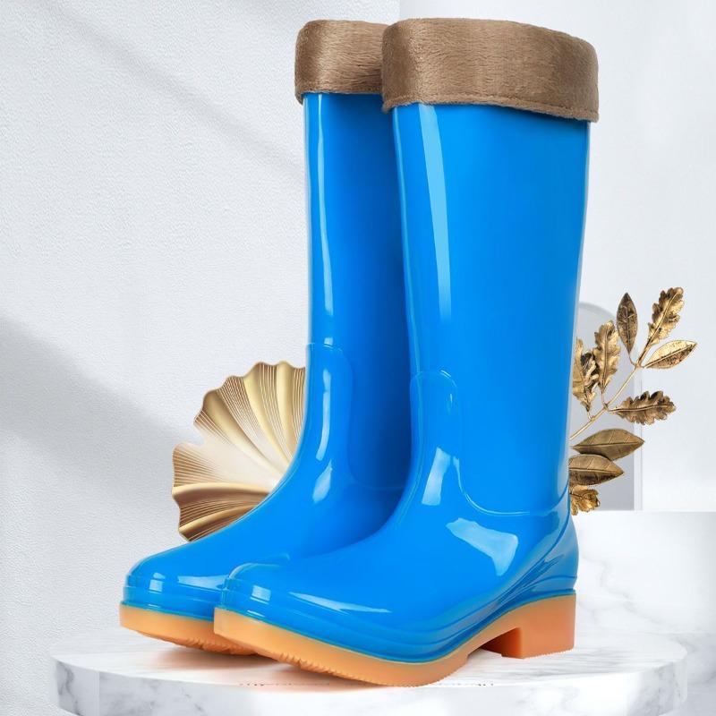 High rain shoes women's adult water shoes non-slip velvet warm winter rain boots water boots women's galoshes work