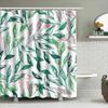 Colorful Leaves Shower Curtain Modern Bathroom Decor For Home Decoration Green Pink White Water-Resistant Fabric Easy Installati