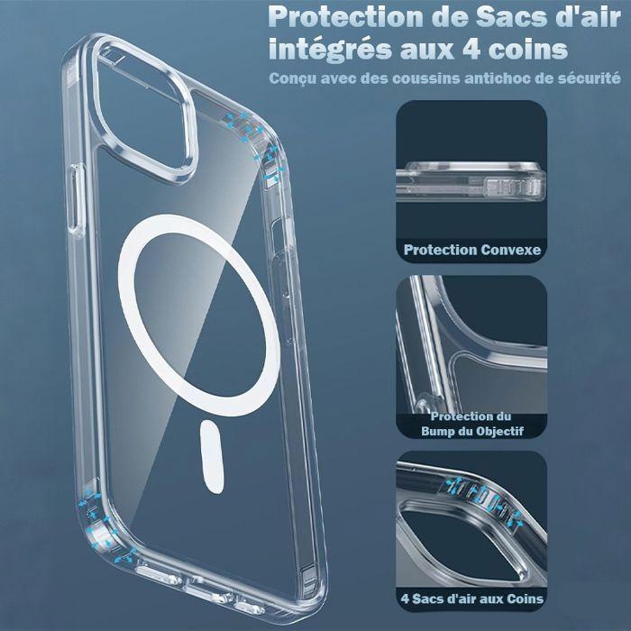 Coque De Téléphone - WENZYLIQUOX - iPhone 14 (6,1") - MagSafe - Verre Trempé - Bumper TPU Antichoc