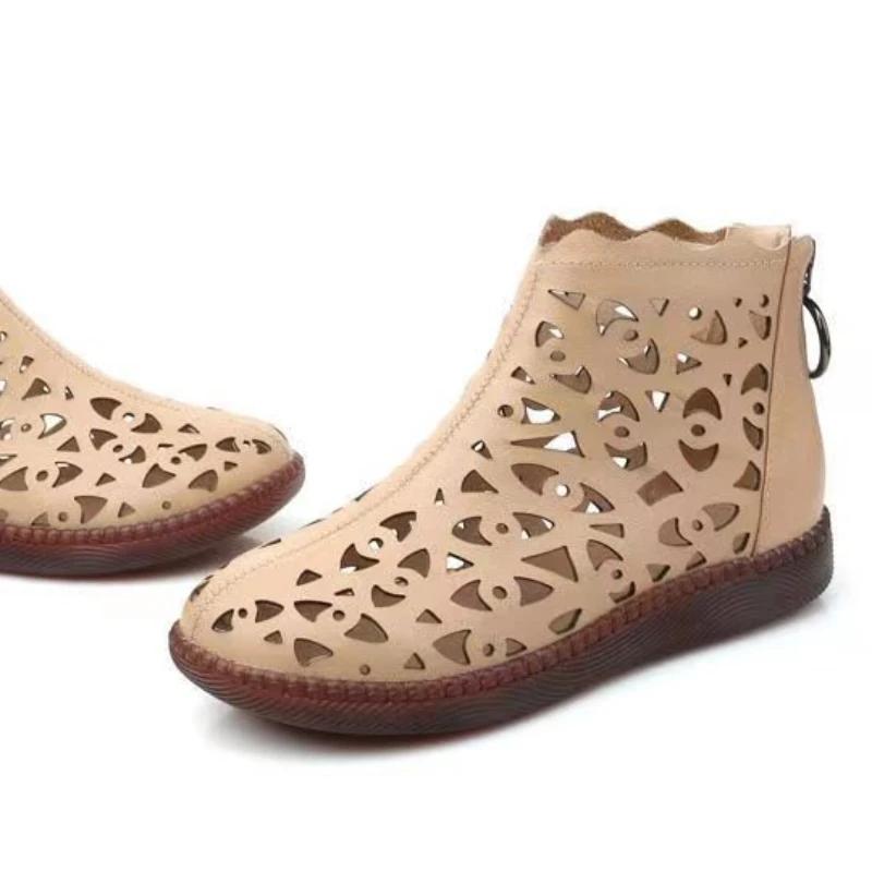2024Women's Sandals Spring Summer Sandals Women's Breathable Hole Boots Flat Soft Non-slip Comfortable Shoes Sandalias De Mujer