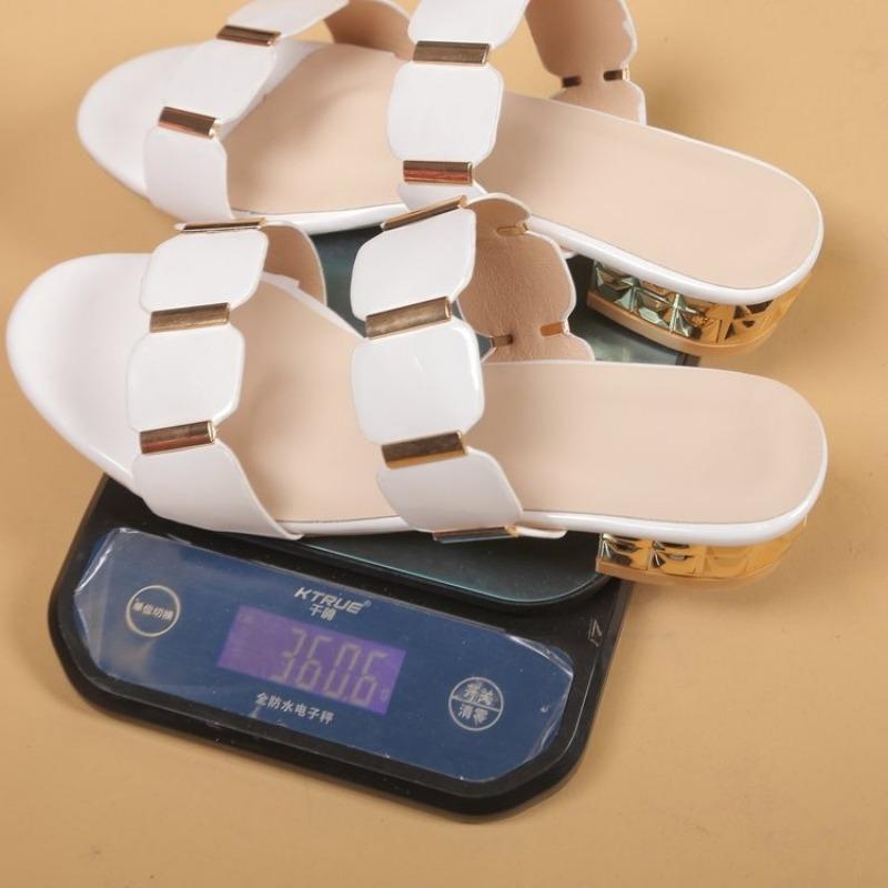 Jednopaskowe buty na średnim obcasie Kapcie Damskie Zapinane Buty na grubym obcasie Modne japonki