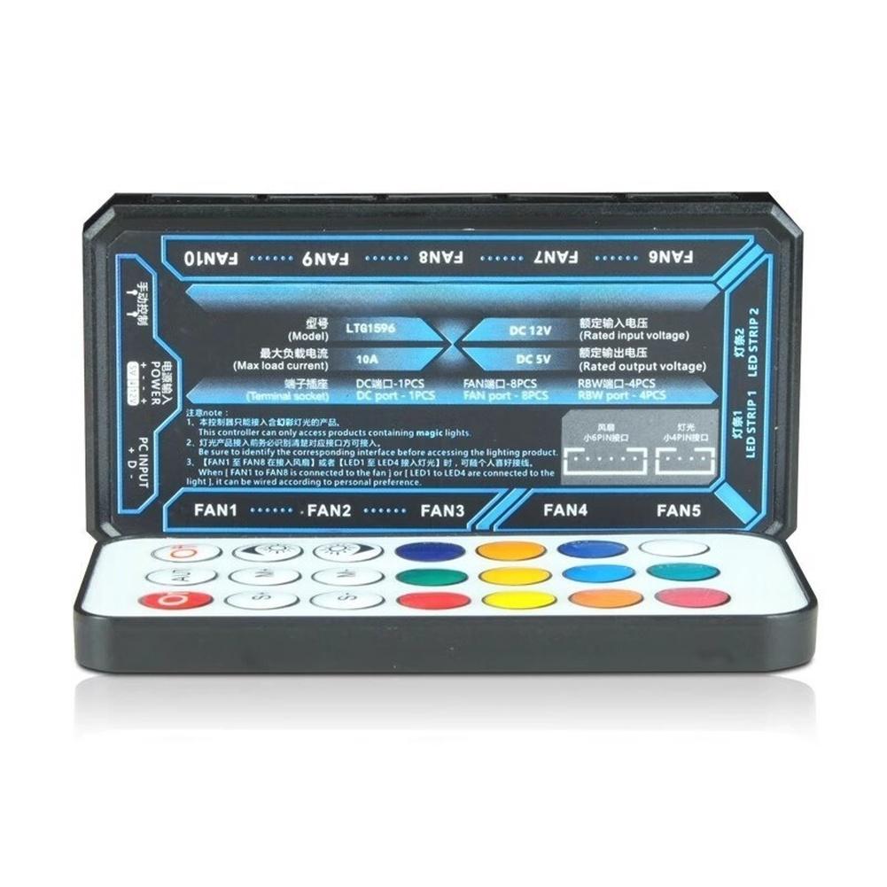 Smart RGB Fan Controller Hub With 10 Ports And Remote For PC Case ARGB Cooling System Lighting Control Accessories