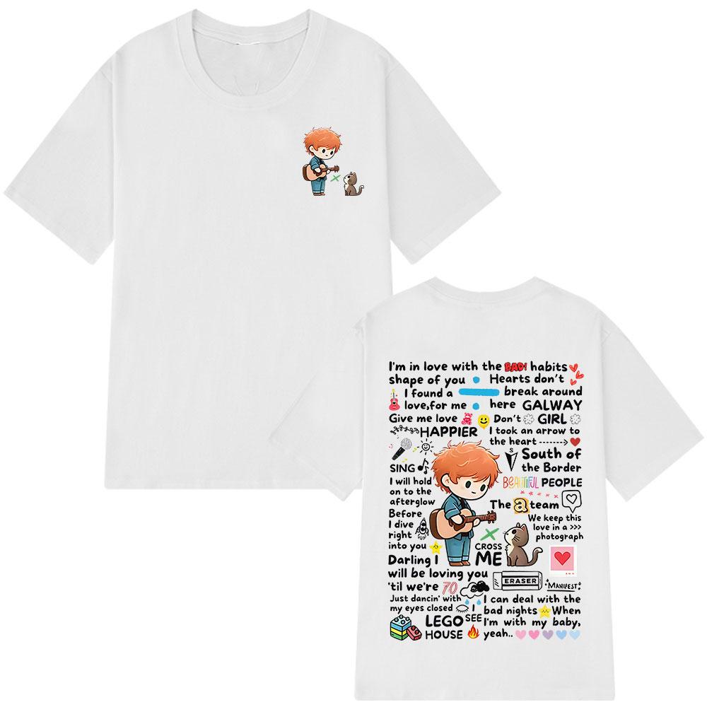 Ed Sheeran European Tour 2025 Graffiti Pattern Print T Shirt Men Women Cotton Casual Short Sleeve T-shirt Fashion Loose T-shirts