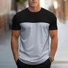 2024 Summer New Fashion Splicing Printed Short-sleeved T-shirt Men's Round Neck Loose Breathable Tops Sports Fitness T-shirt