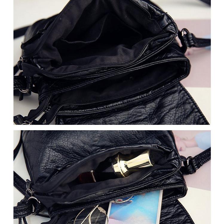 Новая женская двухслойная женская сумка из мытой кожи — фото 7