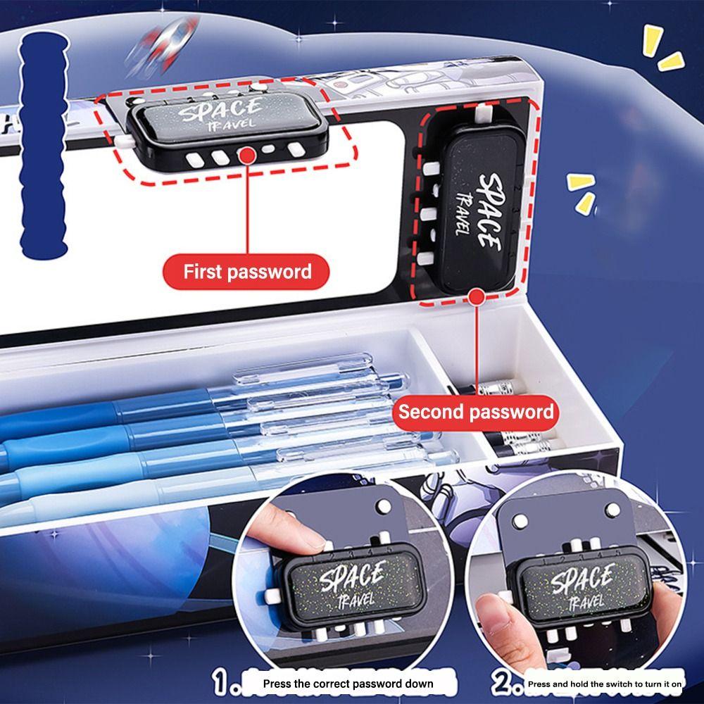 Multi-Function Pencil Case With Password Lock Stationery Storage Box Cartoon Pen Box  Student Gift