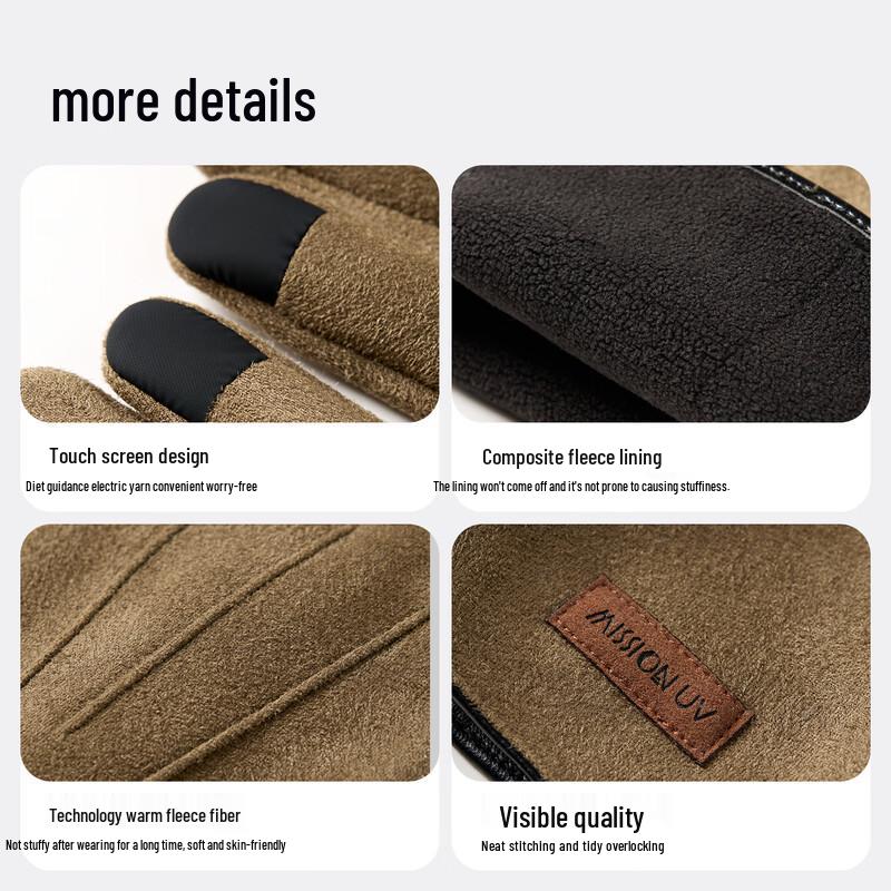 MISSION Men's Thermal Fleece-Lined Outdoor Touchscreen Gloves