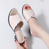 Cool slippers women's outer wear summer 2025 new thick heel real soft leather one-word soft bottom mother non-slip slippers