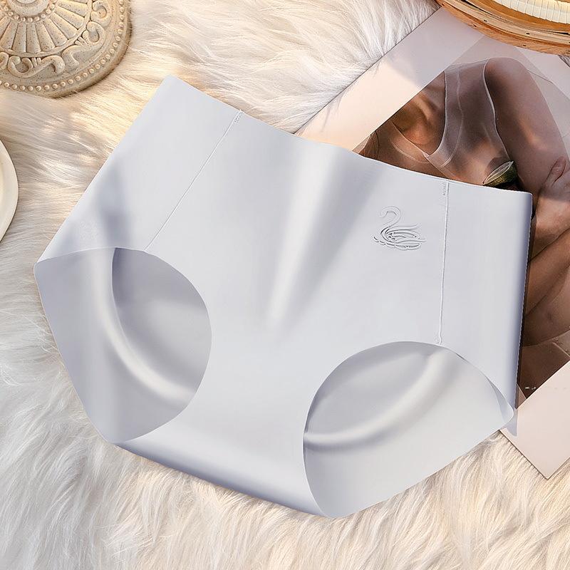 Roupa Íntima de Seda Gelo Feminina Cintura Média Calcinha de Seda Gelo 3D Levanta Bumbum Sem Costura Algodão M-XL