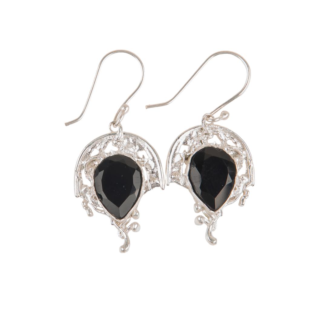 For Gift Black Onyx Gemstone 925 Sterling Silver Women Jewelry Handmade Earrings CE-5-12