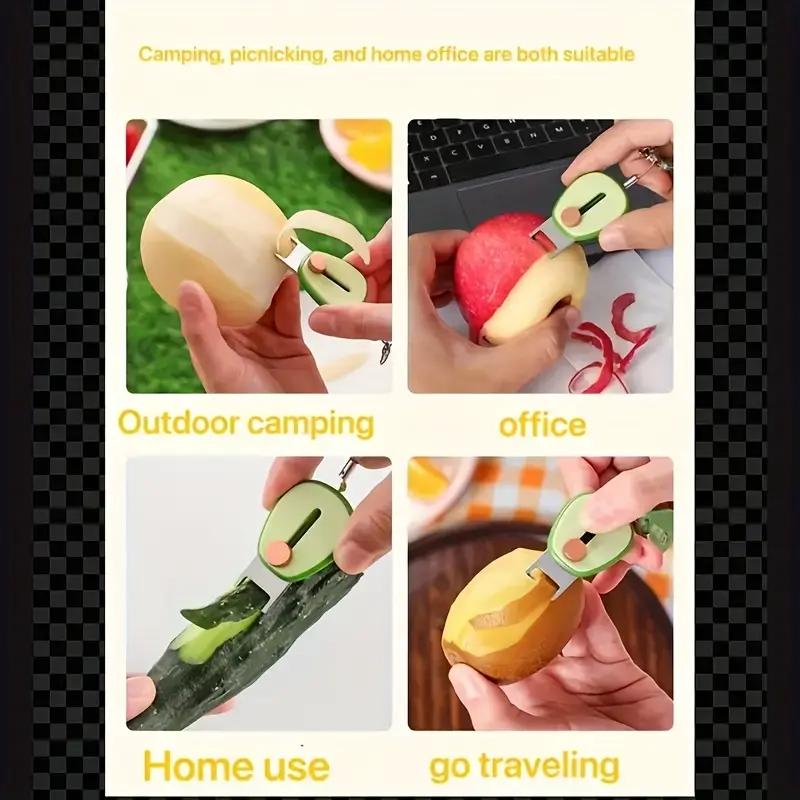 Portable Retractable Peeler Mini Multifunctional Fruit and Vegetable Peeler Stainless Steel Pocket Peeler for Travel and Outdoors