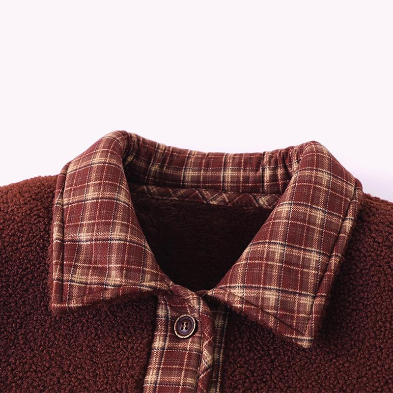 Women's Plaid Patchwork Fleece Lapel Jacket Cardigan – New Spring Arrival